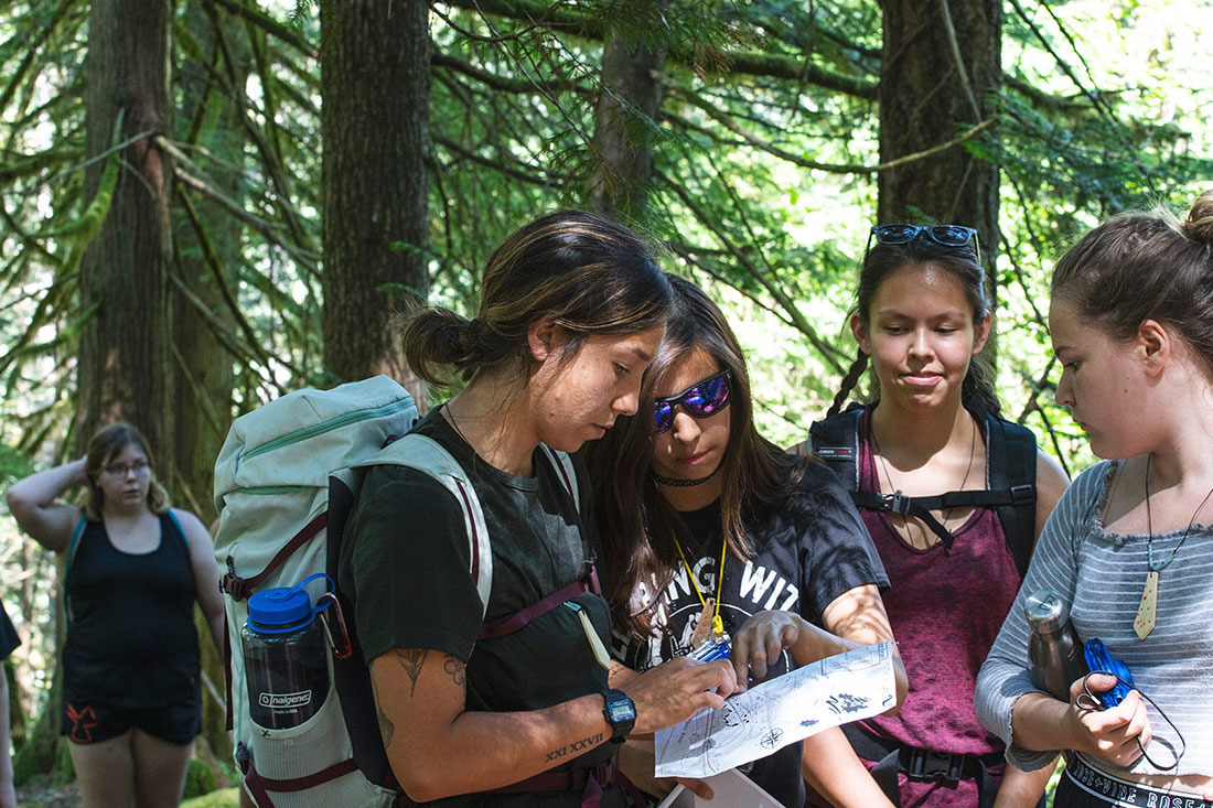 Kids on a guided hike